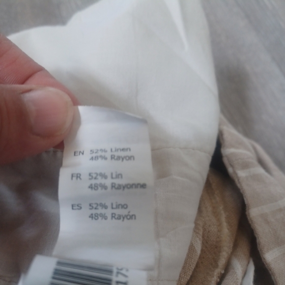 Revamped Linen Pants Womens Large 30X33 Beige Striped Lightweight Boho Beach - Picture 12 of 12